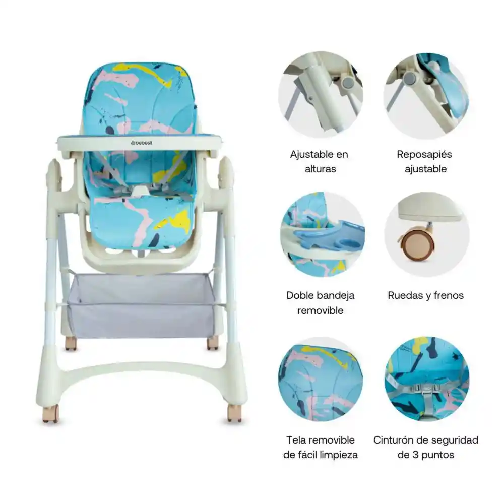 Silla Comedor Aquarella Azul Bebesit Yy31xbl