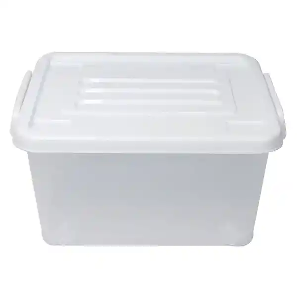 Cotidiana Caja Plástica Con Rueda Transparente Color Blanco