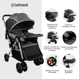 Coche Reversible Napoli Negro Bebesit Jcc30bk