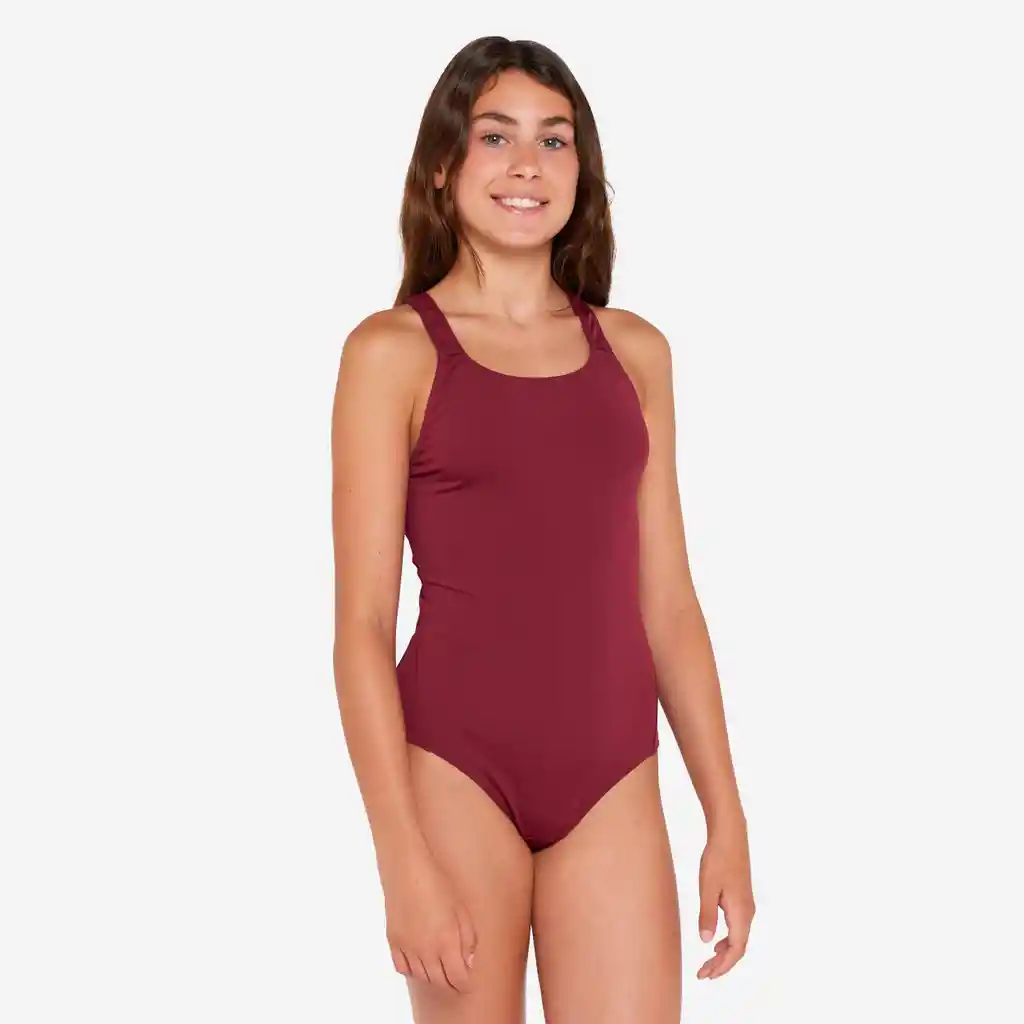 Vestido De Baño De Natación Para Niña De 10-11 Años Vinotinto