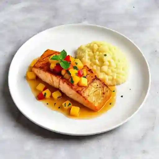 Salmon En Salsa De Frutos De La Pasion /