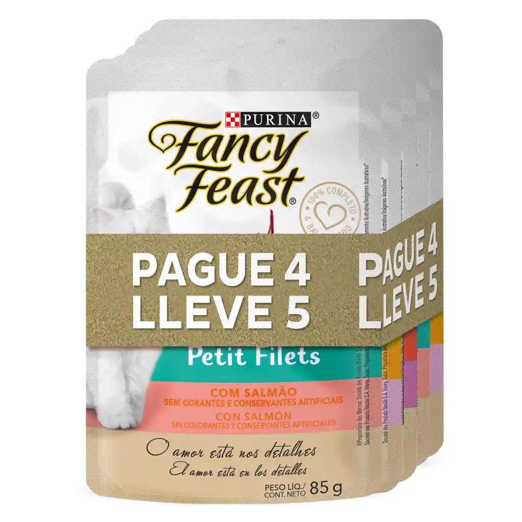 Comida húmeda para gato Purina Fancy Feast Pack Surtido Pague 4 Lleve 5 -Sobres