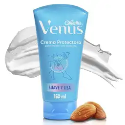 GILLETTE Venus Crema de Afeitar Protectora con Aceite de Almendras de 150mL para Depilar con Máquina de Afeitar en la Ducha Depilación Corporal