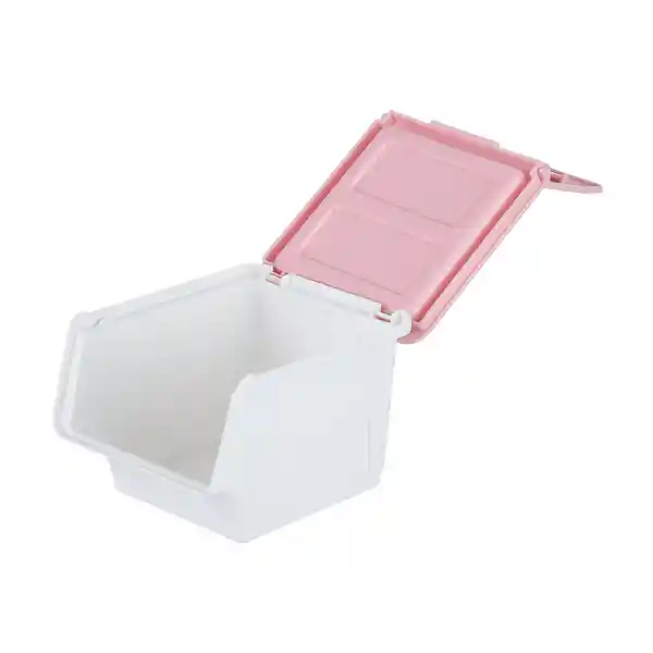 Organizador de Plástico Con Tapa Amplia Rosa