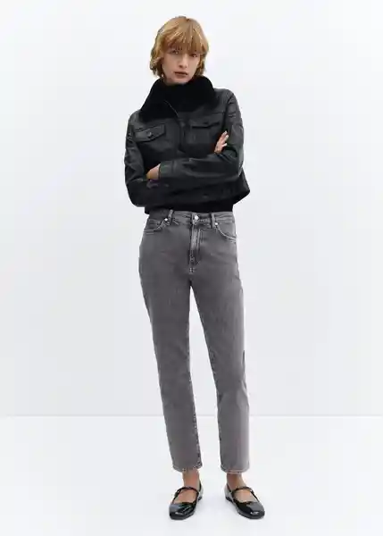 Pantalón Jean Claudia Tejano Gris Oscuro Talla 38 Mujer Mango