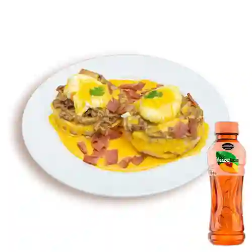 Combo Huevos Benedictinos + Fuze Tea Durazno 400ML