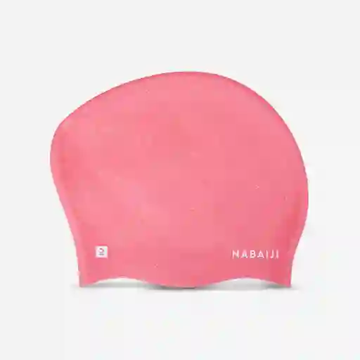 Gorro De Natación En Silicona Para Pelo Largo Rosado