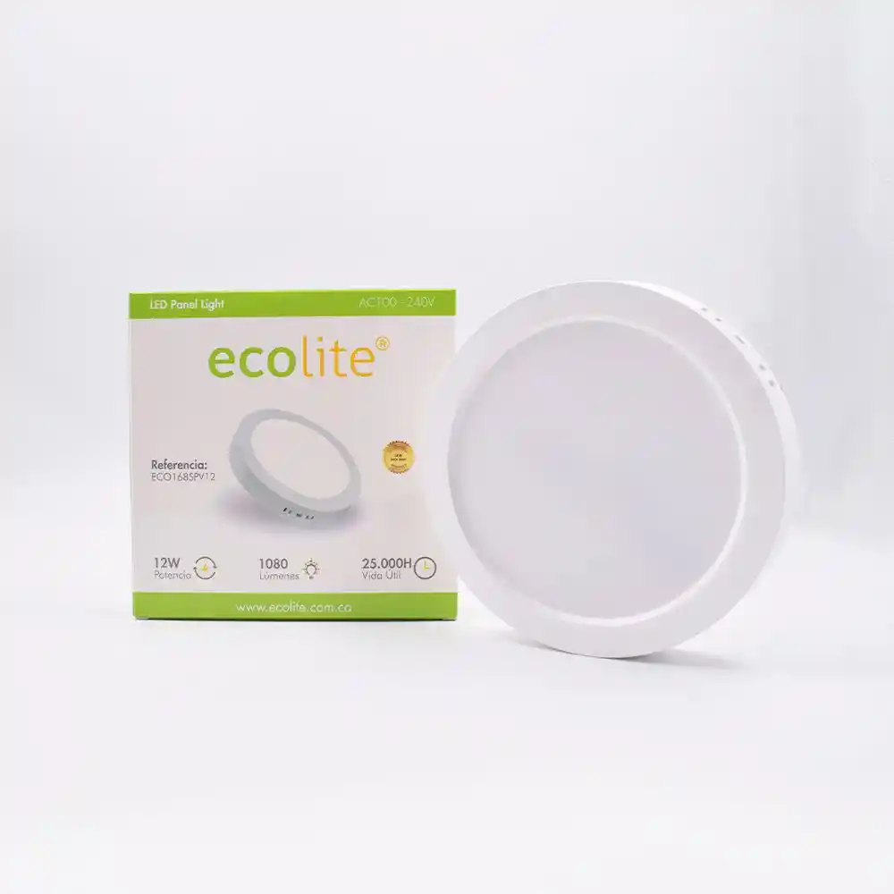 Panel Led Cálido Sobrep Redondo 12w Ecolite Eco168spv12