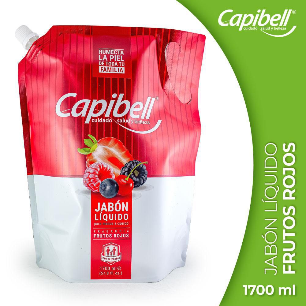 Capibell Jabón Líquido para Manos y Cuerpo Aroma Frutos Rojos 1700 ml