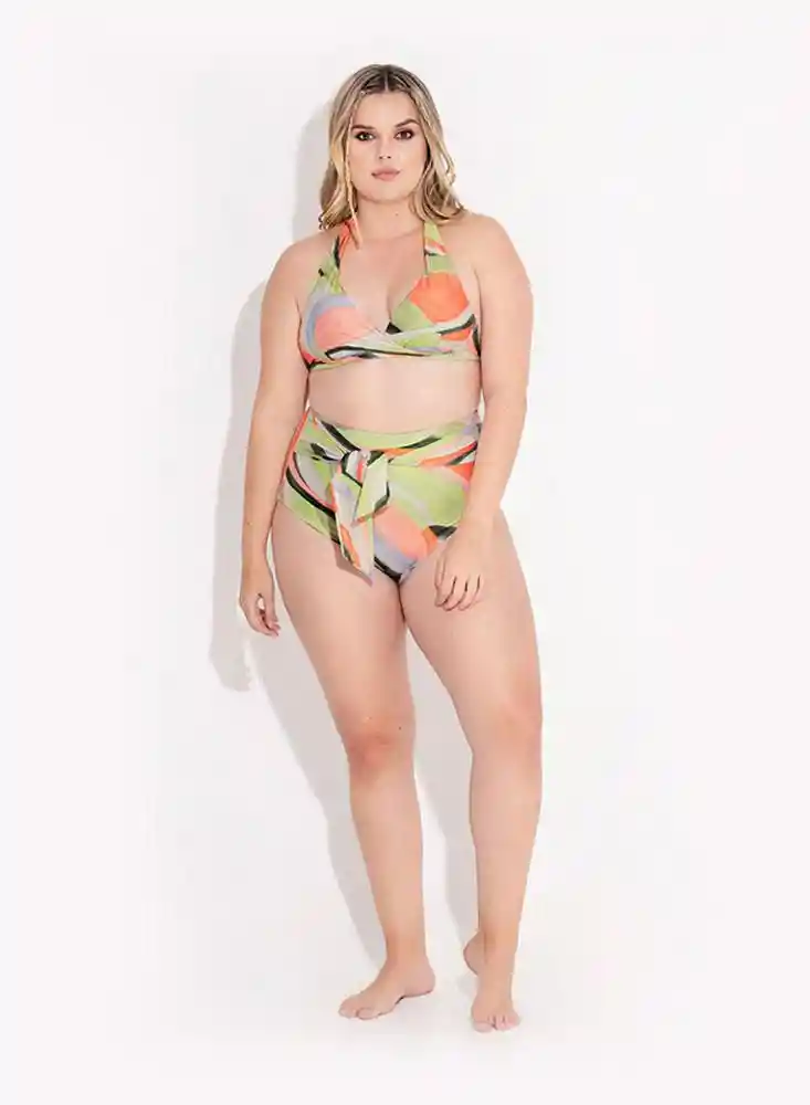 Top de Baño Estilo Halter S-estampado