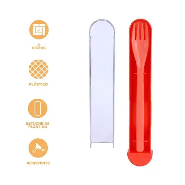 Juego de Cubiertos Color Naranja Con Estuche Miniso