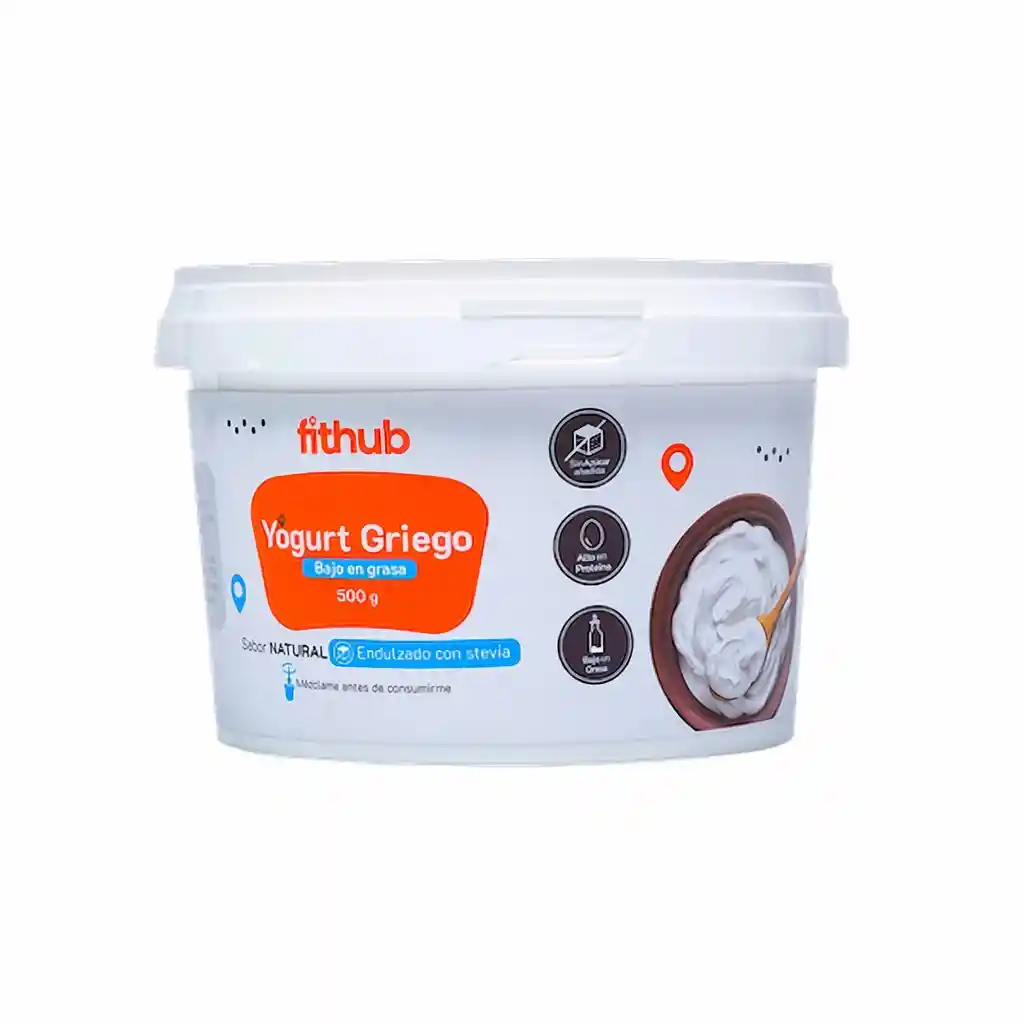 Fithub Yogurt Griego Sabor Natural Endulzado con Stevia