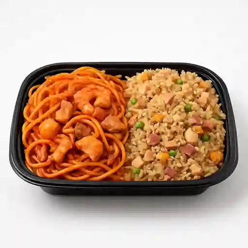 Bandeja Combinada con Espagueti y Salsa