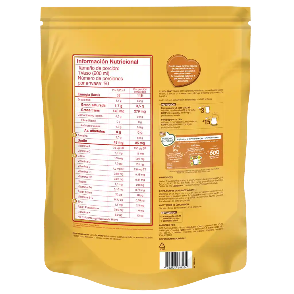 Leche en polvo KLIM Clásica x 1200g