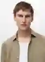 Camisa Rug Khaki Talla M Hombre Mango