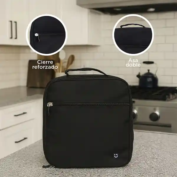 Lonchera Con Bolsillo en Frente Negro Miniso