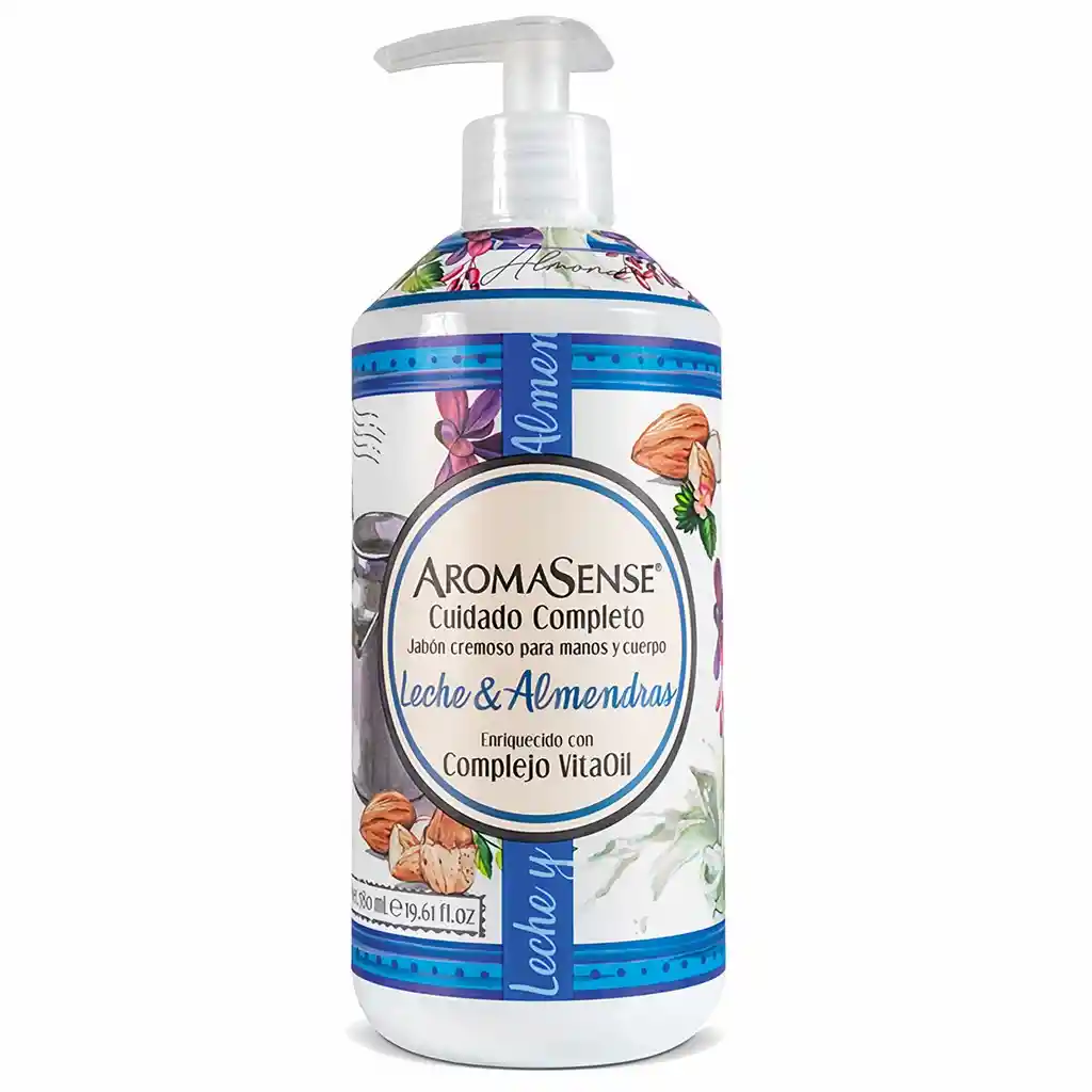 Aromasense Jabón Líquido Cremoso Con Leche de Almendras 580 mL