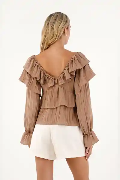 Camisa Lisa Café Talla 02 M