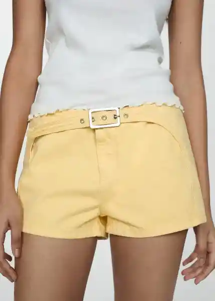 Short Yellow Amarillo Talla 36 Mujer Mango