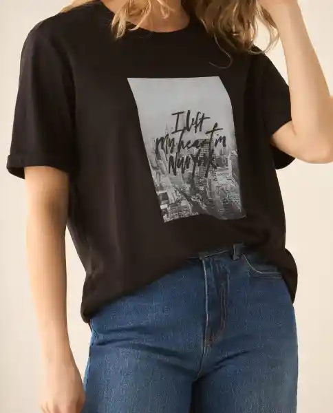 Camiseta Negro Jaguar Ultraoscuro Talla S 103G004 Esprit