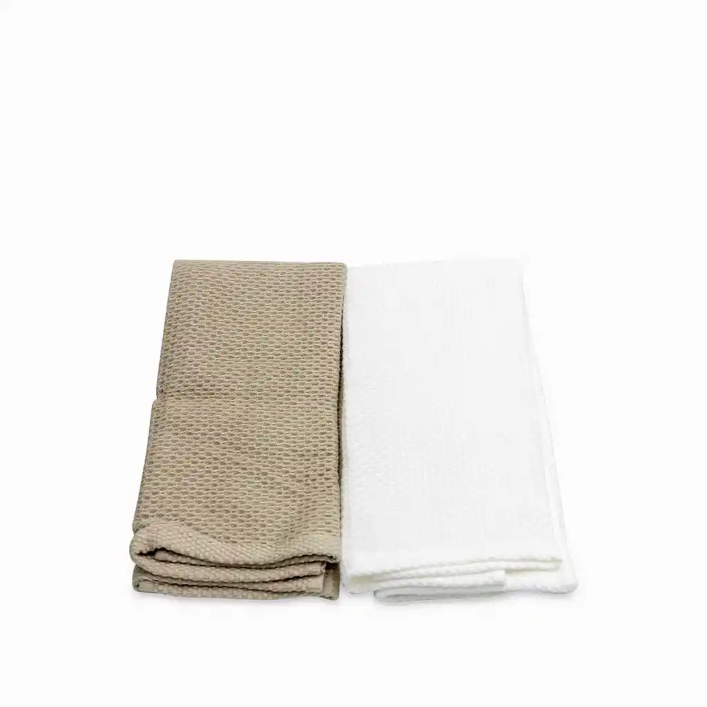Toallas De Cocina Setx2 Blanca Y Beige