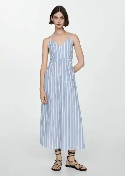 Vestido Cristi Celeste Talla Xl Mujer Mango
