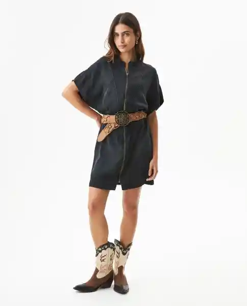 Vestido Denim Dress Negro Jaguar Ultraoscuro Talla S Chevignon