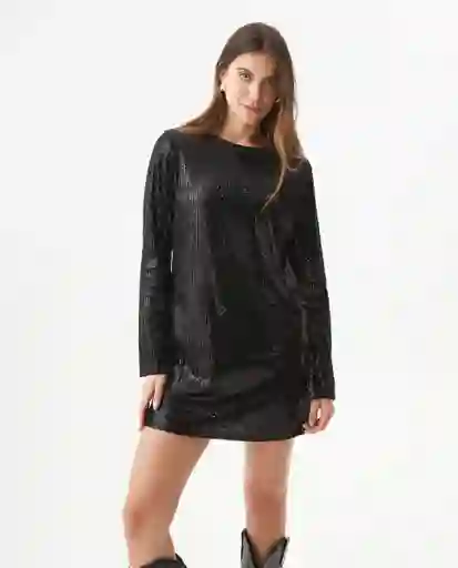 Vestido Sequin Dress Negro Sombrio Ultraoscuro T.XS Chevignon