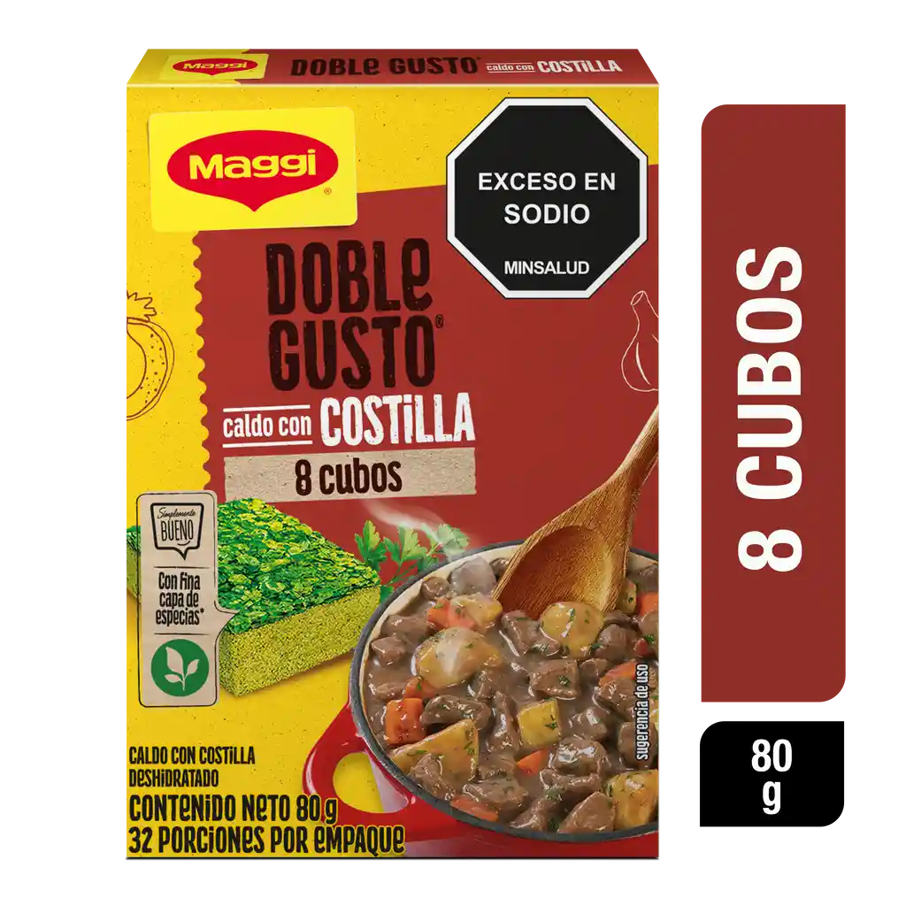 Caldo con Costilla MAGGI Doble Gusto 8 cubos x 80g