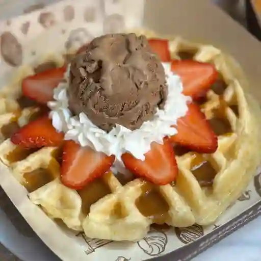 Waffle con helado