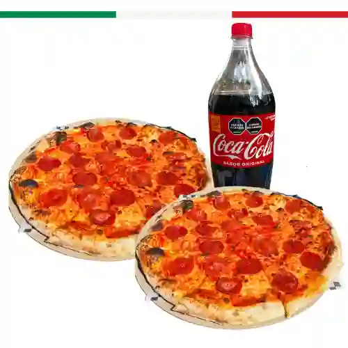 2 Pizzas 40cm Peperroni+1 Coca Cola 2l