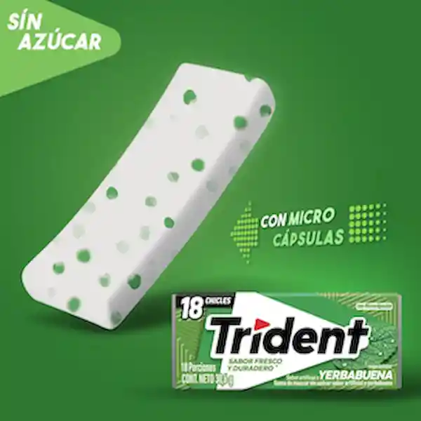 Trident Chicle Sin Azúcar Yerbabuena