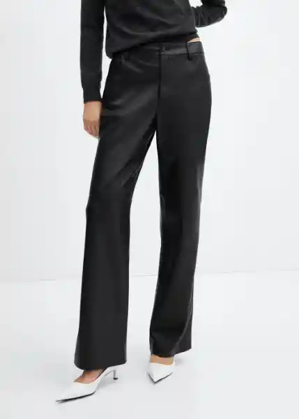 Pantalón High Negro Talla 32 Mujer Mango