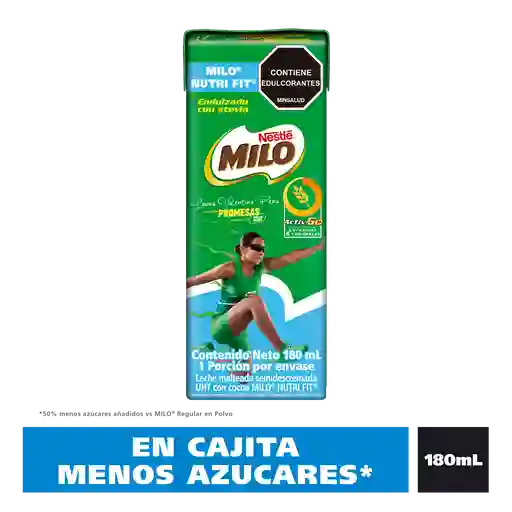 Leche achocolatada con malta MILO NUTRIFIT menos azucares* en cajita x 180ml
