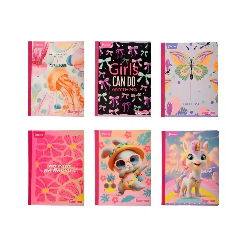 Cuaderno Norma 100 Hojas Linea Corrient Fem Surtido