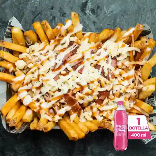 Fries Bourbon St Pulled Pork +Postobón Manzana 400ml