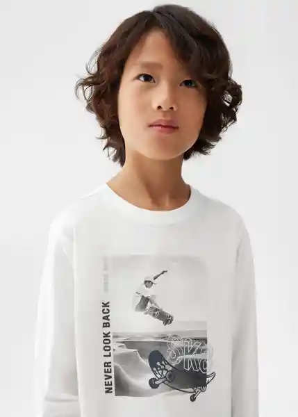 Camiseta Fototext Offwhite Talla 12 Niños Mango