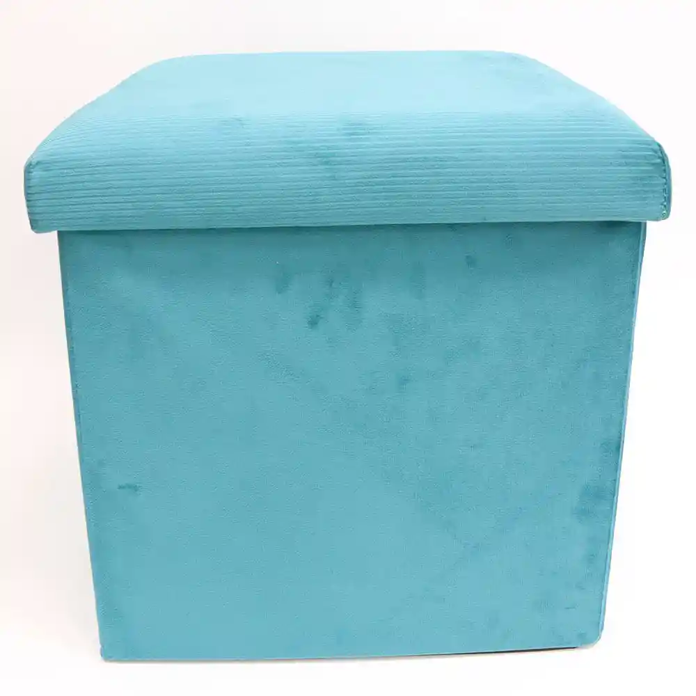 M + Design Asiento Pouf Cotelé/velvet Turquesa 38 X 38 X 38 Cm
