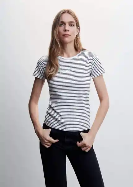 Camiseta Mangora-H Navy Talla L Mujer Mango