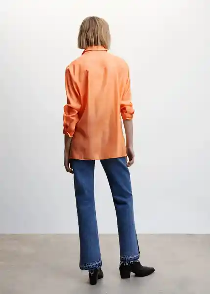 Camisa Melo Naranja Talla S Mujer Mango