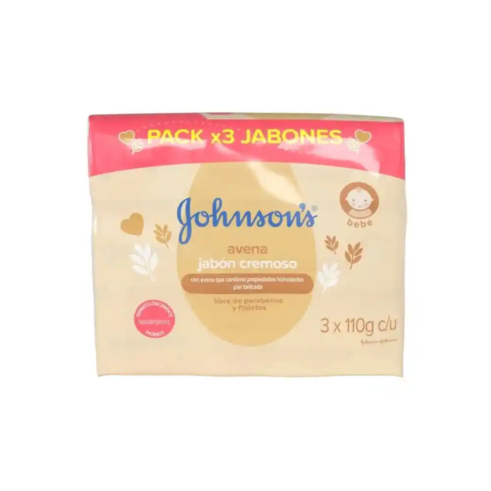 Jabón Bebé JOHNSON'S Avena TRIPACK 330 GR