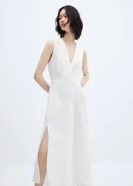 Vestido Manzana-L Blanco Talla M Mujer Mango