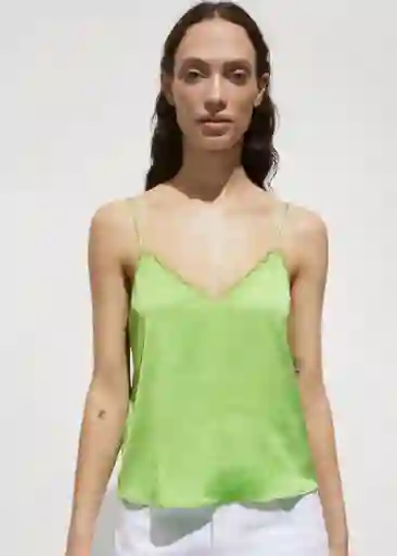Top Rachy Verde Talla L Mujer Mango