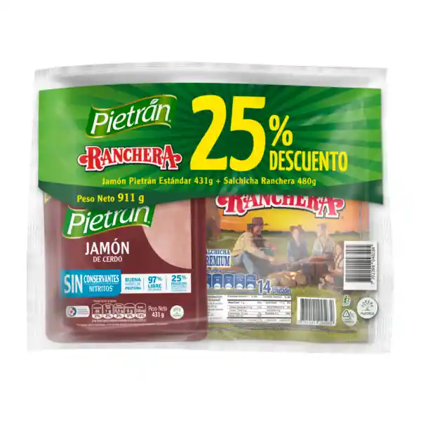 Ranchera Salchicha + Pietrán Jamón