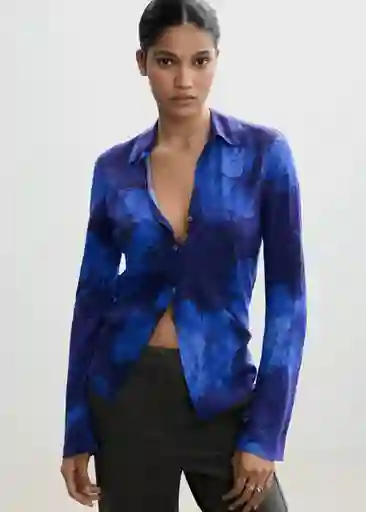 Camisa Lucia Azul Talla M Mujer Mango