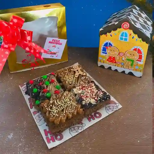 Caja navideña con brownies