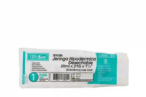 Alfa Safe Jeringa Hipodérmica Desechable 20 mL