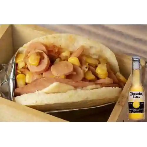 Combo Arepa Ranchera + Cerveza Coronita 210ml