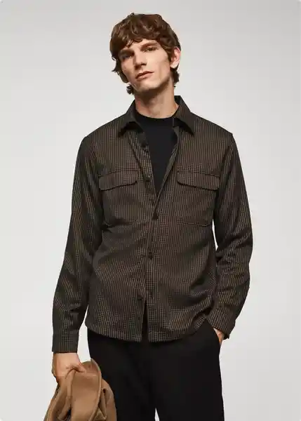 Camisa Maxime Marrón Talla M Hombre Mango