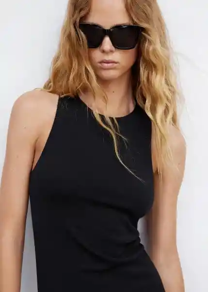 Vestido Basila Negro Talla L Mujer Mango